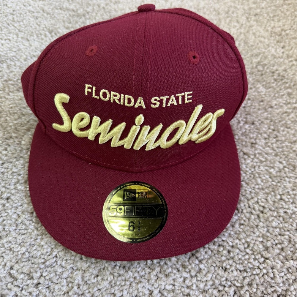 Florida State Seminoles Hat Cap Fitted Mens 6 7/8 Red NCAA Football New Era